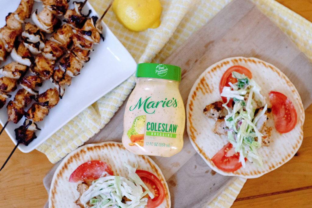 Marie’s Original Coleslaw Dressing Mediterranean Chicken Pita and Slaw