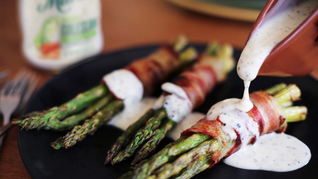 Marie’s Original Coleslaw Dressing Asparagus with Bacon