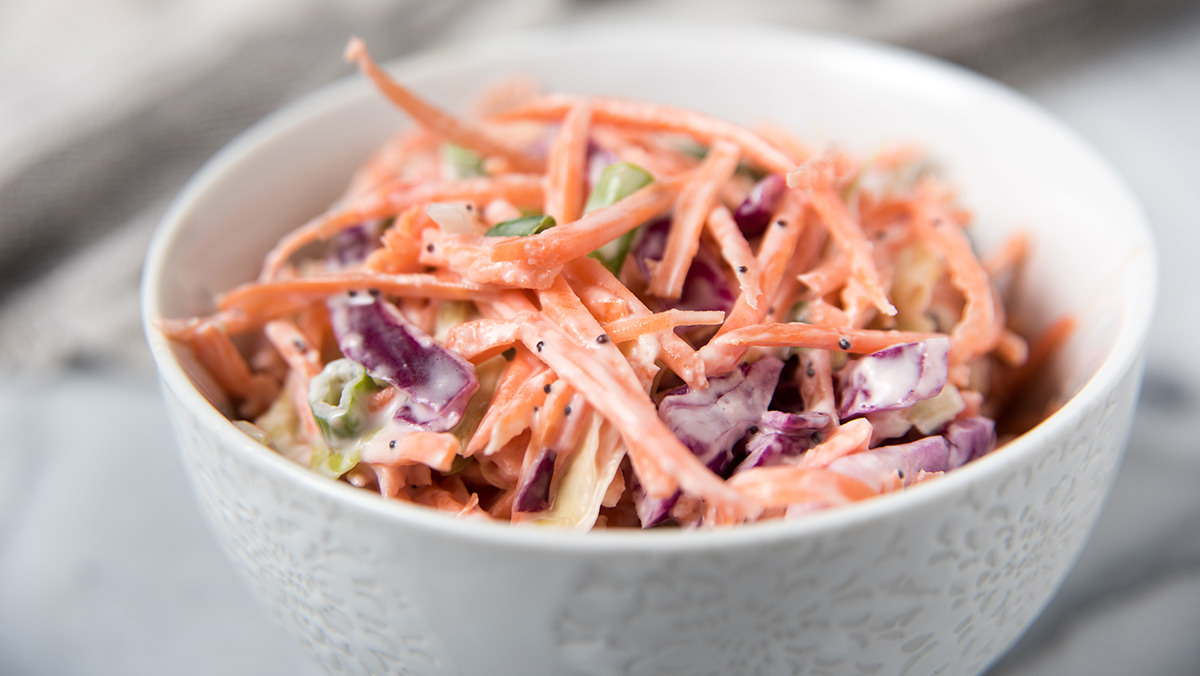 Classic Coleslaw is made with Marie’s Original Coleslaw Dressing.
