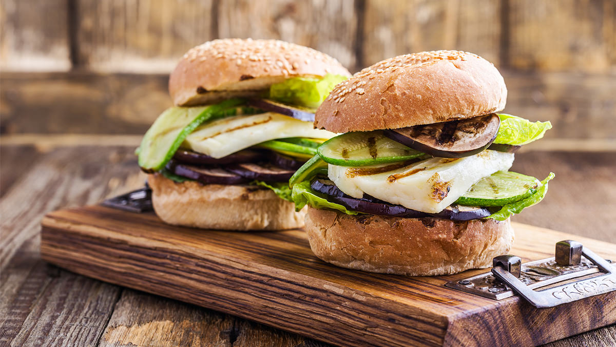 Grilled Veggie Sandwich is made with Marie’s Lite Chunky Blue Cheese Dressing.