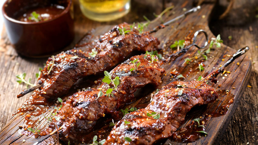 Marie’s Greek Vinaigrette Marinated Greek Beef Kabobs