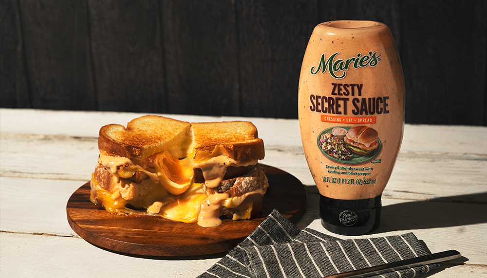 Grilled Cheese Sandwiches made with Marie’s Zesty Secret Sauce.
